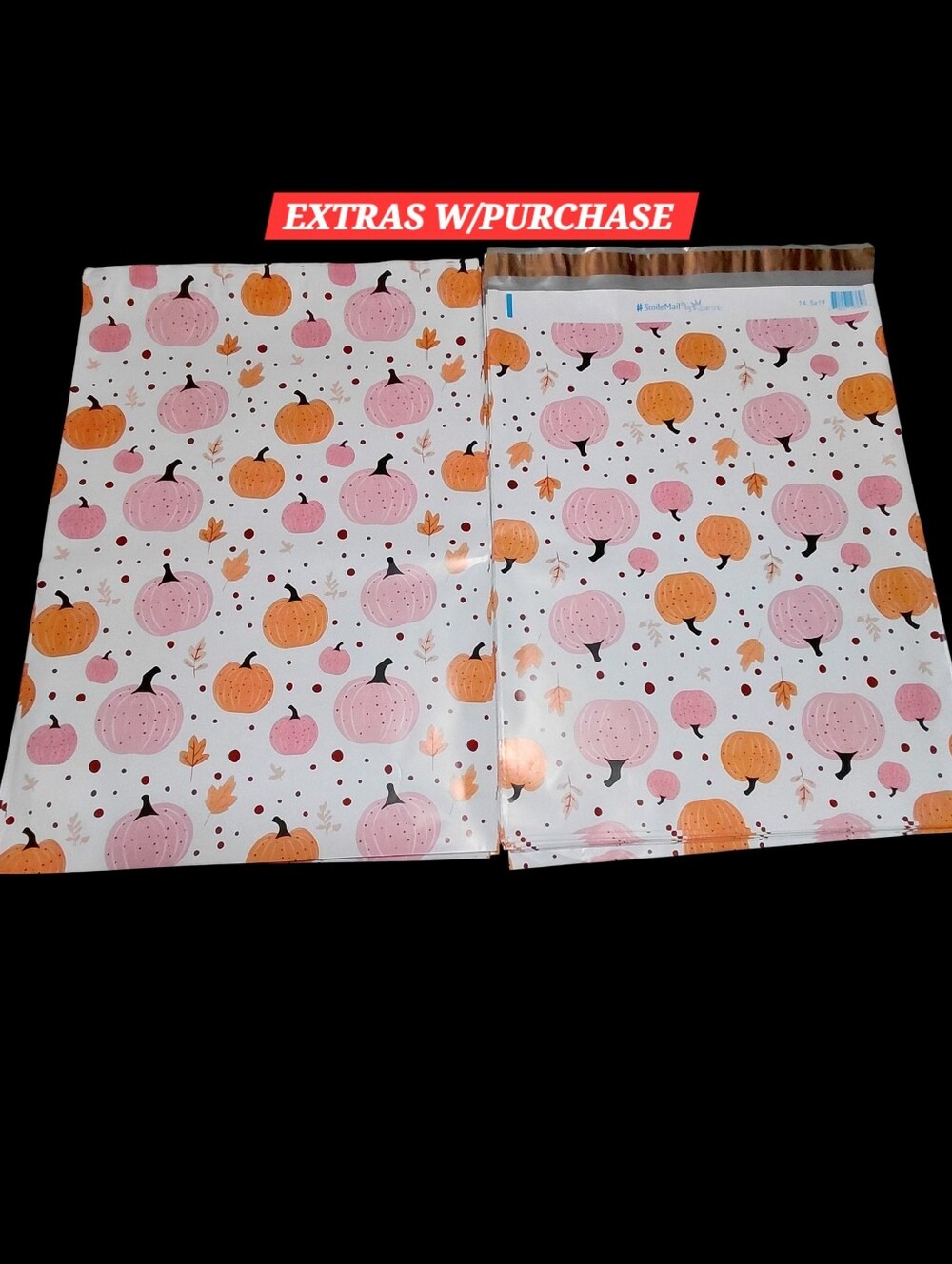 15ct. 14.5x19 Pumpkins Pattern Polymailers Random Thank You Cards And Stickers